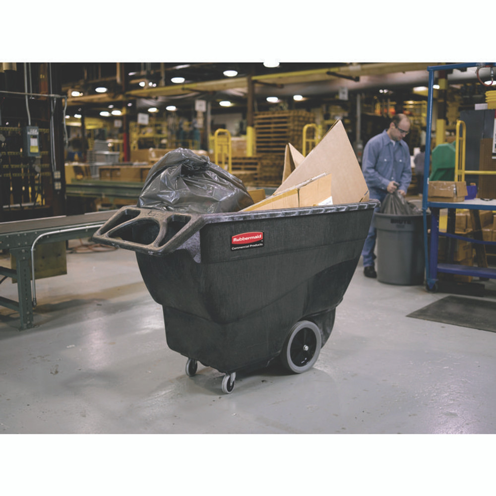 RUBBERMAID COMMERCIAL PROD. 9T16 BLA 1 cu yd Structural Foam Tilt Truck, Heavy Duty, 2,100 lb Capacity, Black