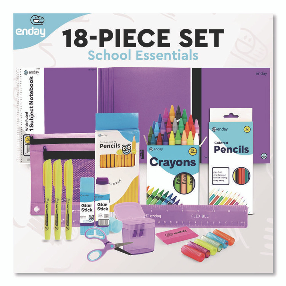 MIX N MORE enday 1316 Back to School Supplies Kit for Grades K-5, Purple