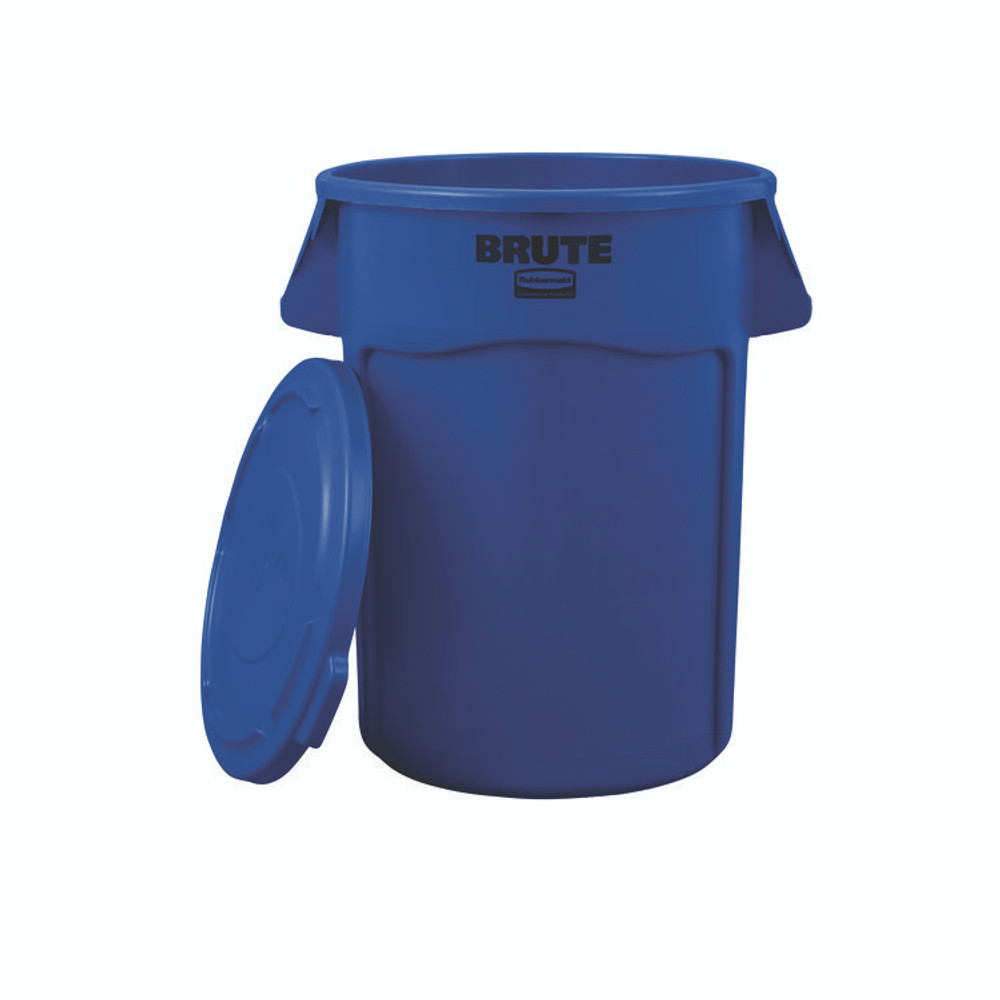RUBBERMAID COMMERCIAL PROD. 1779733CT BRUTE Self-Draining Flat Top Lid for 55 gal Round Brute Containers, 26.75" Diameter, Blue, 3/Carton
