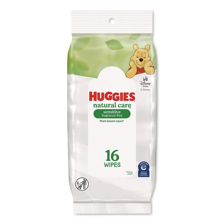 KIMBERLY CLARK Huggies® 40706 Natural Care Sensitive Baby Wipes, 6.6 x 6.86, Unscented, White, 16/Pack, 16 Packs/Carton