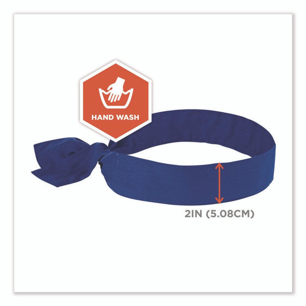 TENACIOUS HOLDINGS, INC. ergodyne® 12307 Chill-Its 6700 Cooling Bandana Polymer Tie Headband, One Size Fits Most, Solid Blue