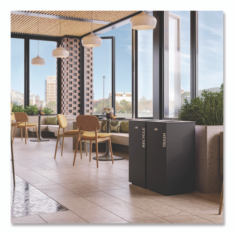 SUNCAST CORPORATION Commercial® MTCSQ240 Square Metal Decorative Can, Steel, 24 gal, Black