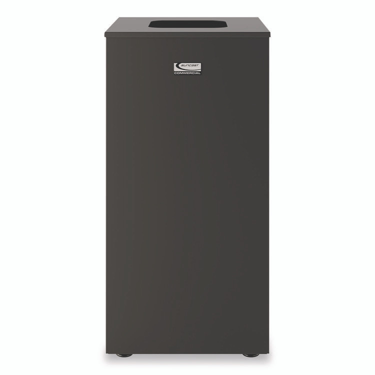 SUNCAST CORPORATION Commercial® MTCSQ240 Square Metal Decorative Can, Steel, 24 gal, Black