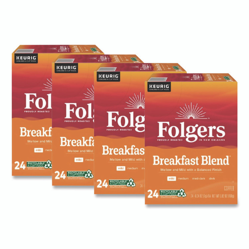 KEURIG DR PEPPER Folgers® 0448CT Breakfast Blend Coffee K-Cup, 24/Box, 4 Boxes/Carton