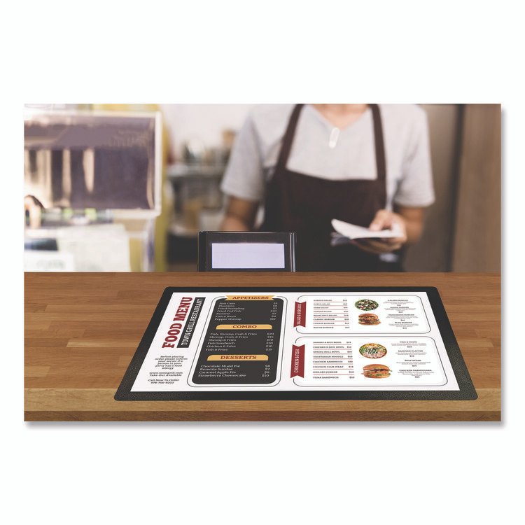 EXCELLO GLOBAL PRODUCTS PLSMENU1117C Menu Holder For 11 x 17 Menus, Landscape Orientation, 18.9 x 12.6 Holder, Clear/Black