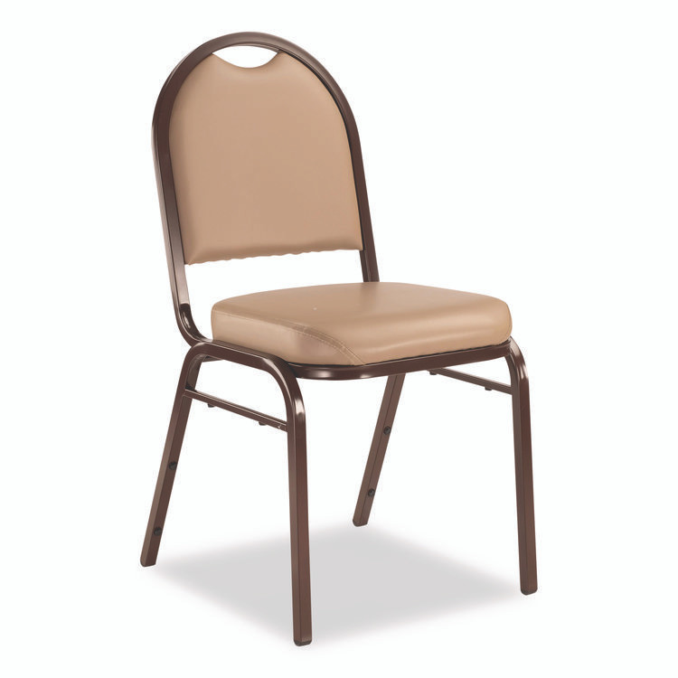 NATIONAL PUBLIC SEATING NPS® 9201M2 9200 Series Premium Upholstered Stack Chair, Vinyl, Supports 500 lb, 19" Seat Ht, French Beige Seat/Back, Mocha Base, 2/Pack