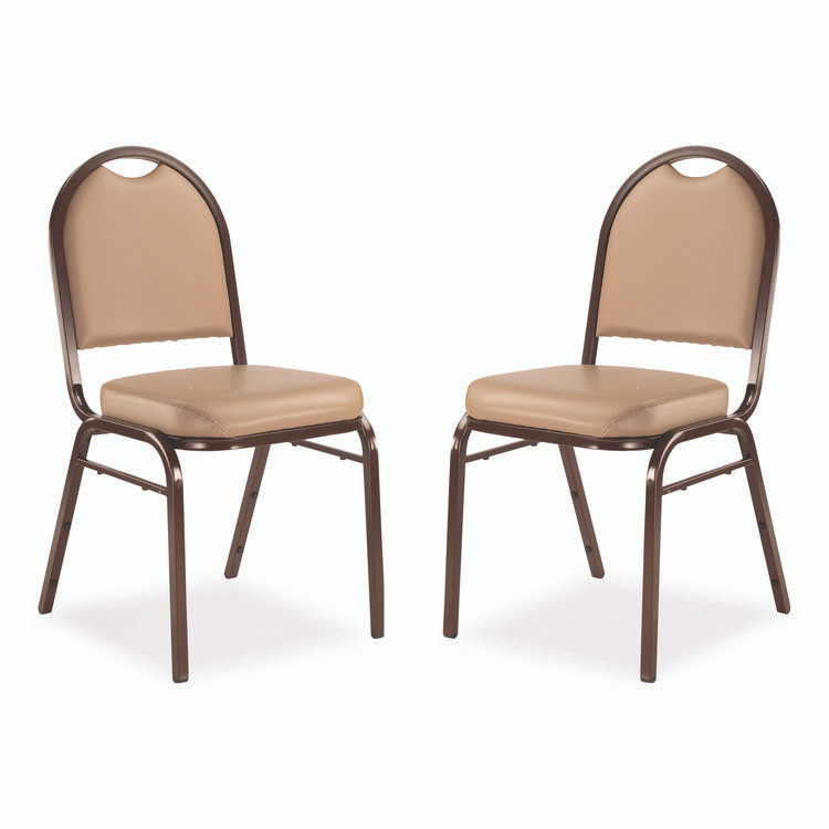 NATIONAL PUBLIC SEATING NPS® 9201M2 9200 Series Premium Upholstered Stack Chair, Vinyl, Supports 500 lb, 19" Seat Ht, French Beige Seat/Back, Mocha Base, 2/Pack