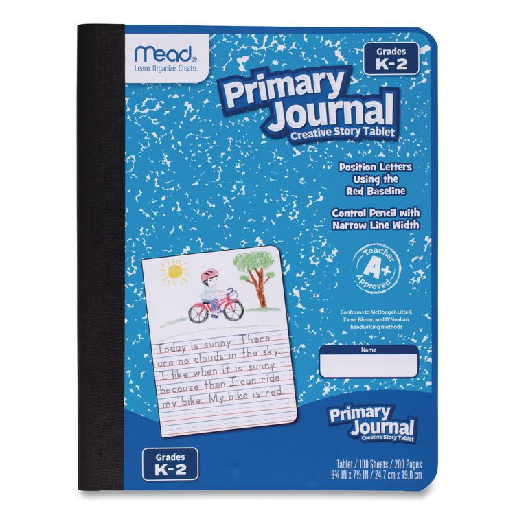 MEAD PRODUCTS 9554 Primary Journal Half Page Ruled, Blue Marble Cover, Primary Rule, (100) 9.75 x 7.5 Sheets