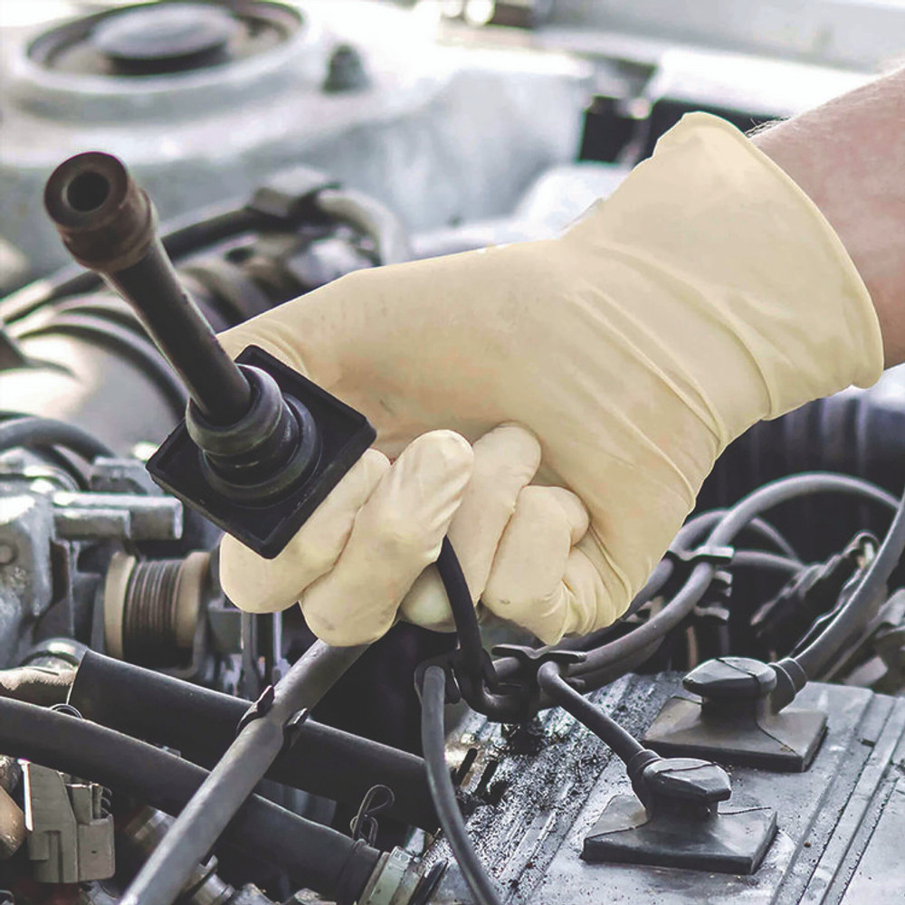 AMMEX CORPORATION GloveWorks® by ILHD48100 Extra Thick Latex Disposable Gloves, Powder-Free, X-Large, 6 mil Thick, 9.5" Long, Ivory, 100/Box, 10 Boxes/Carton