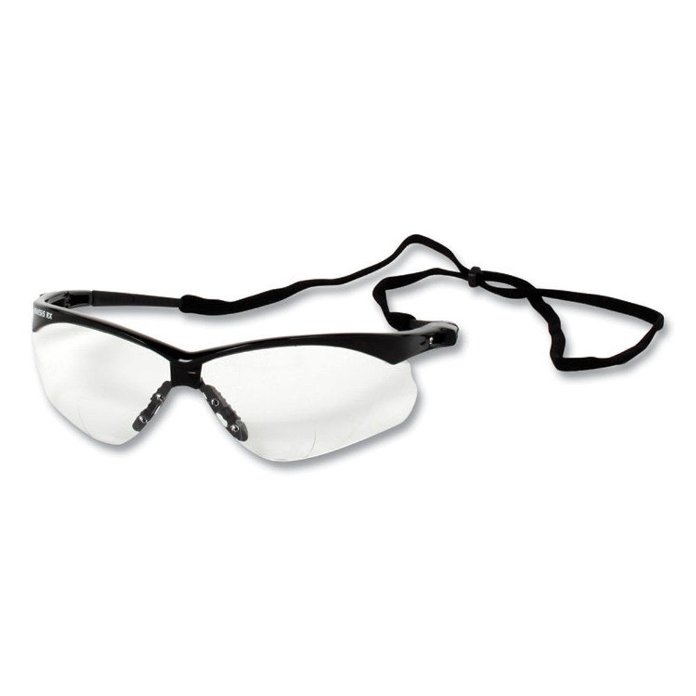 SMITH AND WESSON KleenGuard™ 28630 V60 Nemesis Rx Reader Safety Glasses, Black Frame, Clear Lens, +3.0 Diopter Strength, 6/Box