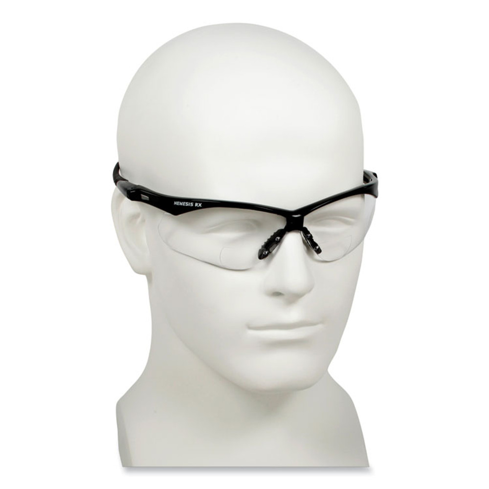 SMITH AND WESSON KleenGuard™ 28630 V60 Nemesis Rx Reader Safety Glasses, Black Frame, Clear Lens, +3.0 Diopter Strength, 6/Box