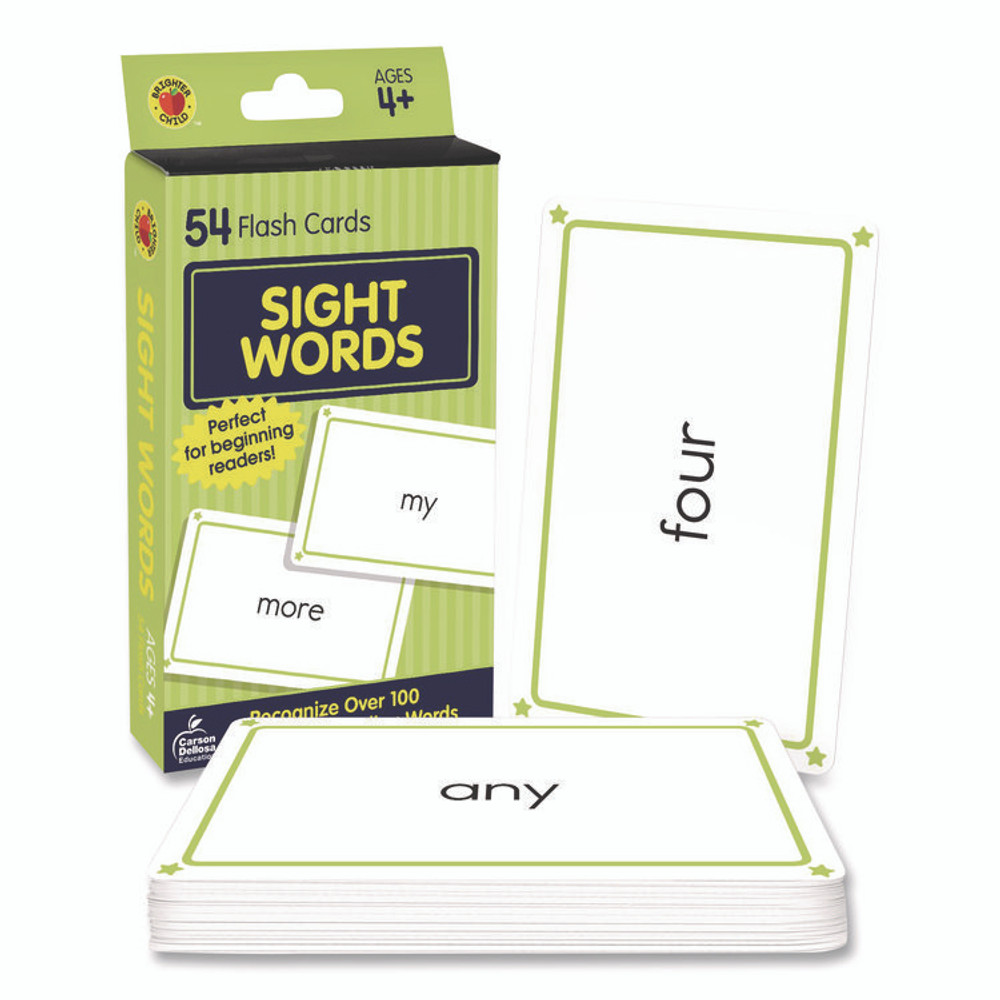 CARSON-DELLOSA EDUCATION 0769664709 Sight Words Flash Cards, Grades Pre-K to 1, 3.25" x 5.25", Assorted Colors, 54 Cards