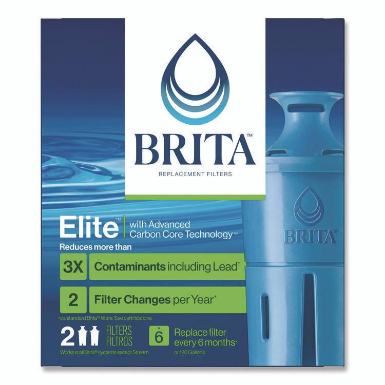 CLOROX SALES CO. Brita® 36247CT Elite Replacement Water Filters for Pitcher and Dispensers, 2 Filters/Box, 12 Boxes/Carton