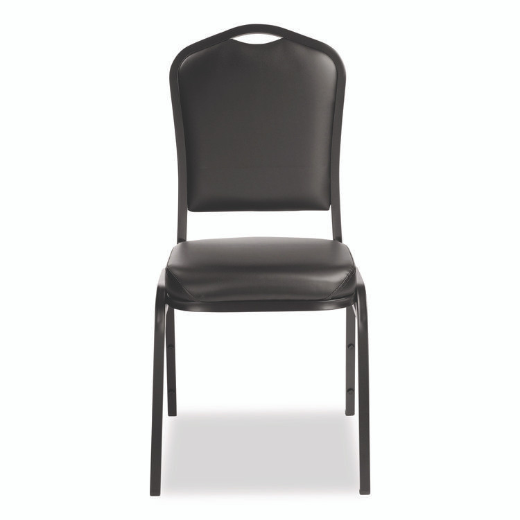 NATIONAL PUBLIC SEATING NPS® 9310BT2 9300 Series Deluxe Upholstered Stack Chair, Vinyl, Supports Up to 500 lb, 19" Seat Height, Black Seat/Back/Base, 2/Pack