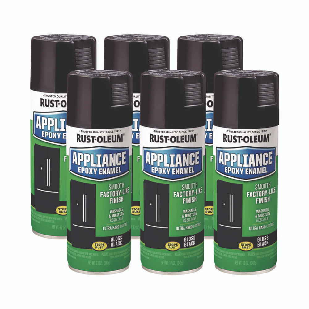 RUST-OLEUM CORPORATION 7886830 Specialty Appliance Epoxy Spray Paint, Gloss Black, 12 oz Aerosol Can, 6/Carton