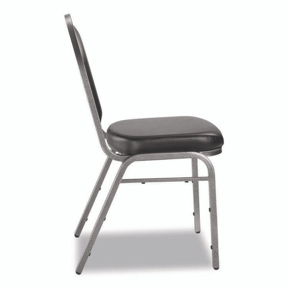 NATIONAL PUBLIC SEATING NPS® 9210SV2 9200 Series Premium Upholstered Stack Chair, Vinyl, Supports Up to 500 lb,19" Seat Height, Black Seat/Back, Silver Base, 2/PK