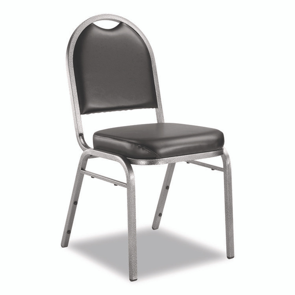 NATIONAL PUBLIC SEATING NPS® 9210SV2 9200 Series Premium Upholstered Stack Chair, Vinyl, Supports Up to 500 lb,19" Seat Height, Black Seat/Back, Silver Base, 2/PK