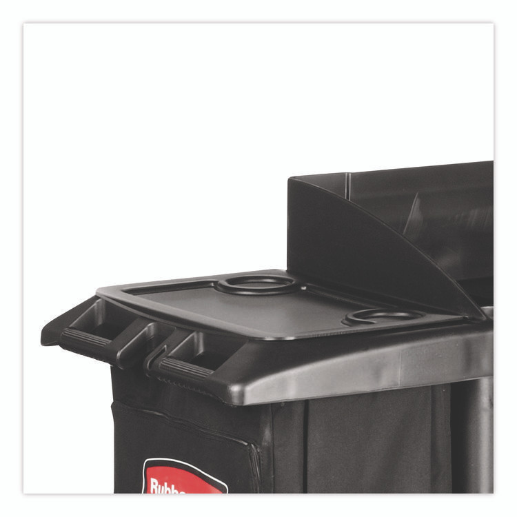 RUBBERMAID COMMERCIAL PROD. 6190 BLA Multi-Shelf Cleaning Cart, Plastic, 4 Shelves, 1 Bin, 22" x 49" x 50", Black