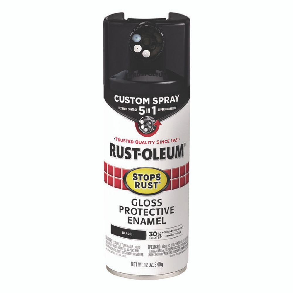 RUST-OLEUM CORPORATION 376884EA Stops Rust 5-in-1 Spray Paint, Gloss Black, 12 oz Aerosol Can