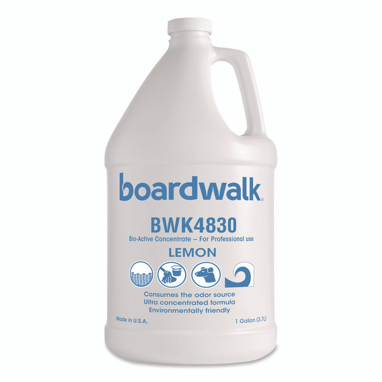 BOARDWALK 4830 Odor Eliminator Enzyme Plus Concentrate, Lemon Scent, 1 gal Jug, 4/Carton
