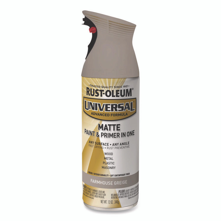 RUST-OLEUM CORPORATION 376724EA Universal Premium Spray Paint, Matte Greige, 12 oz Aerosol Can