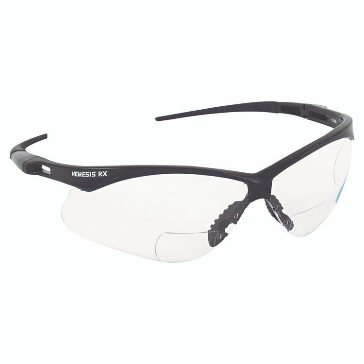 SMITH AND WESSON KleenGuard™ 28621 V60 Nemesis Rx Reader Safety Glasses, Black Frame, Clear Lens, +1.5 Diopter Strength
