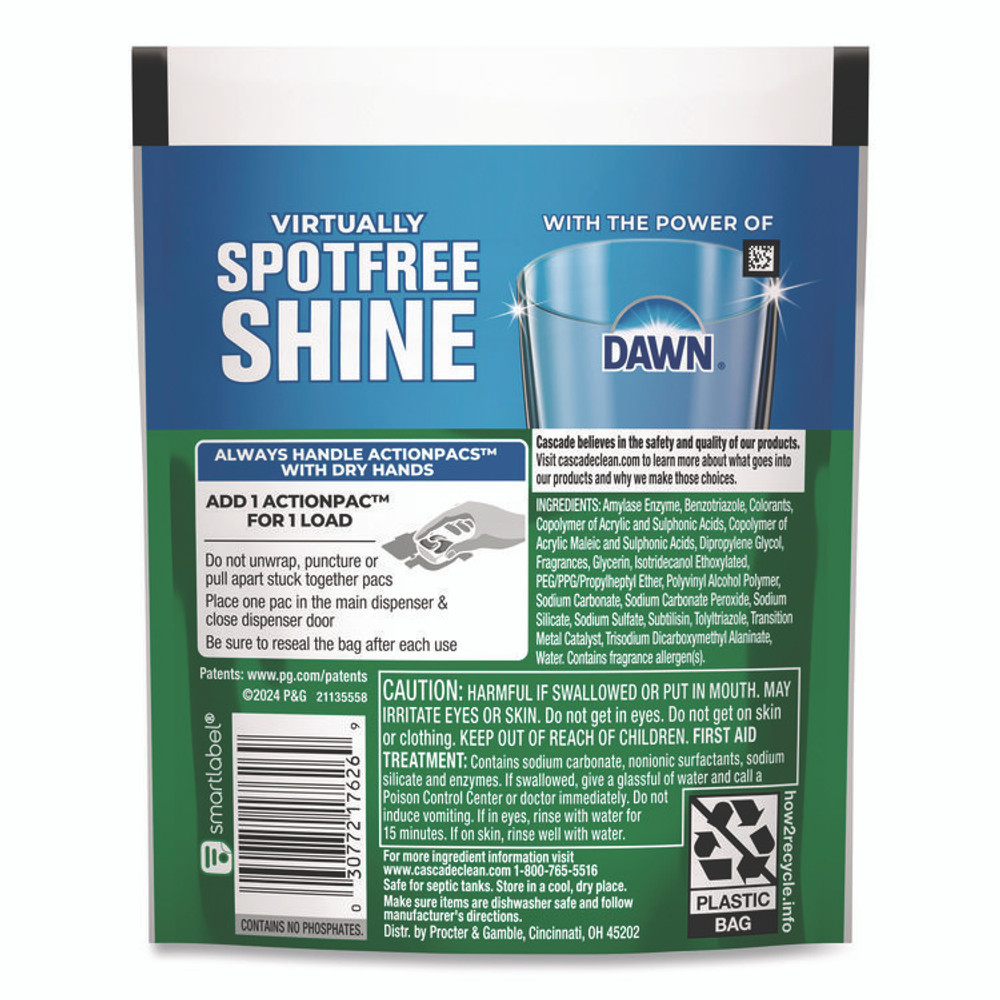 PROCTER & GAMBLE Cascade® 17626 Complete ActionPacs, Fresh Scent, 4 Pods/Pack, 30 Packs/Carton