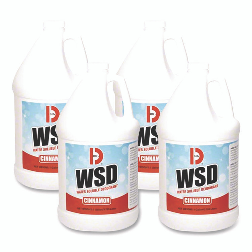 BIG D Industries 1611 Water-Soluble Deodorant, Cinnamon, 1 gal Bottle, 4/Carton