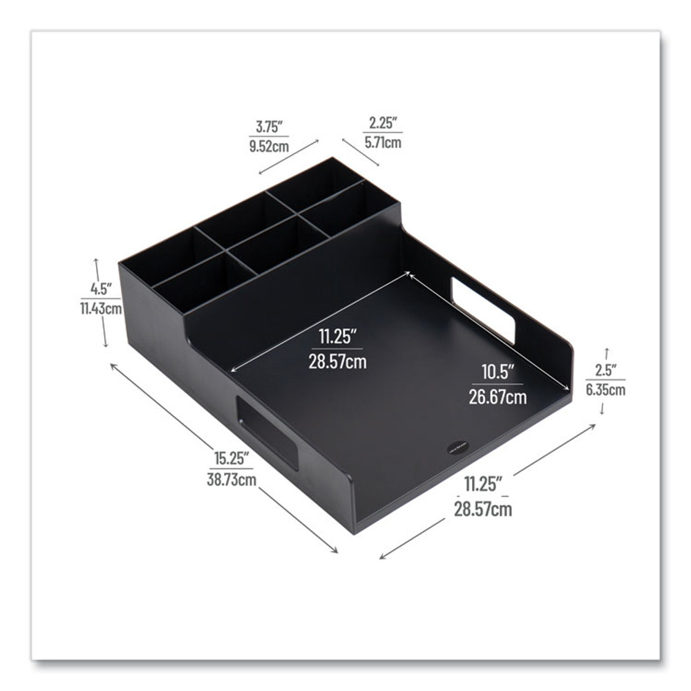 EMS MIND READER LLC PSNAPUTBLK Network Collection Utensil, Napkin and Plate Countertop Organizer, 15.2 x 11.5 x 4.45, Plastic, Black