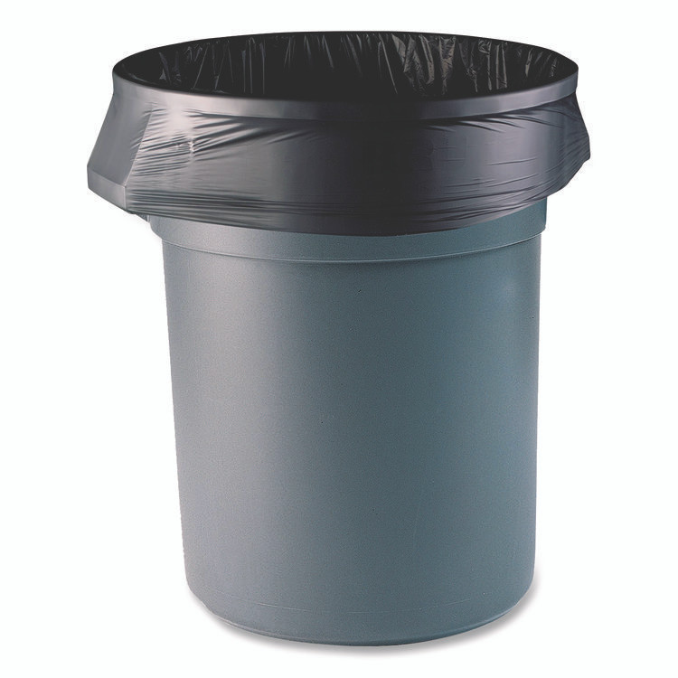 BOARDWALK 404822NK High-Density Can Liners, 45 gal, 22 mic, 40 x 48, Black, Perforated Roll, 150/Carton