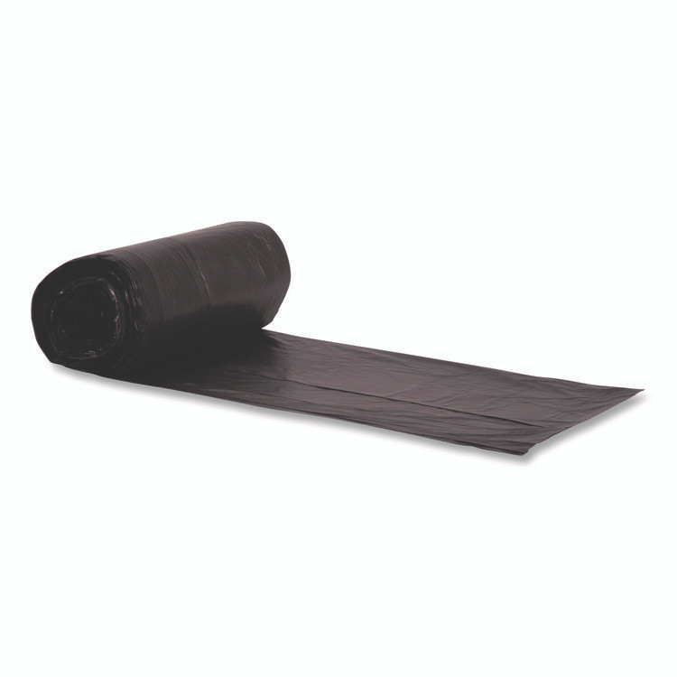 BOARDWALK 404822NK High-Density Can Liners, 45 gal, 22 mic, 40 x 48, Black, Perforated Roll, 150/Carton