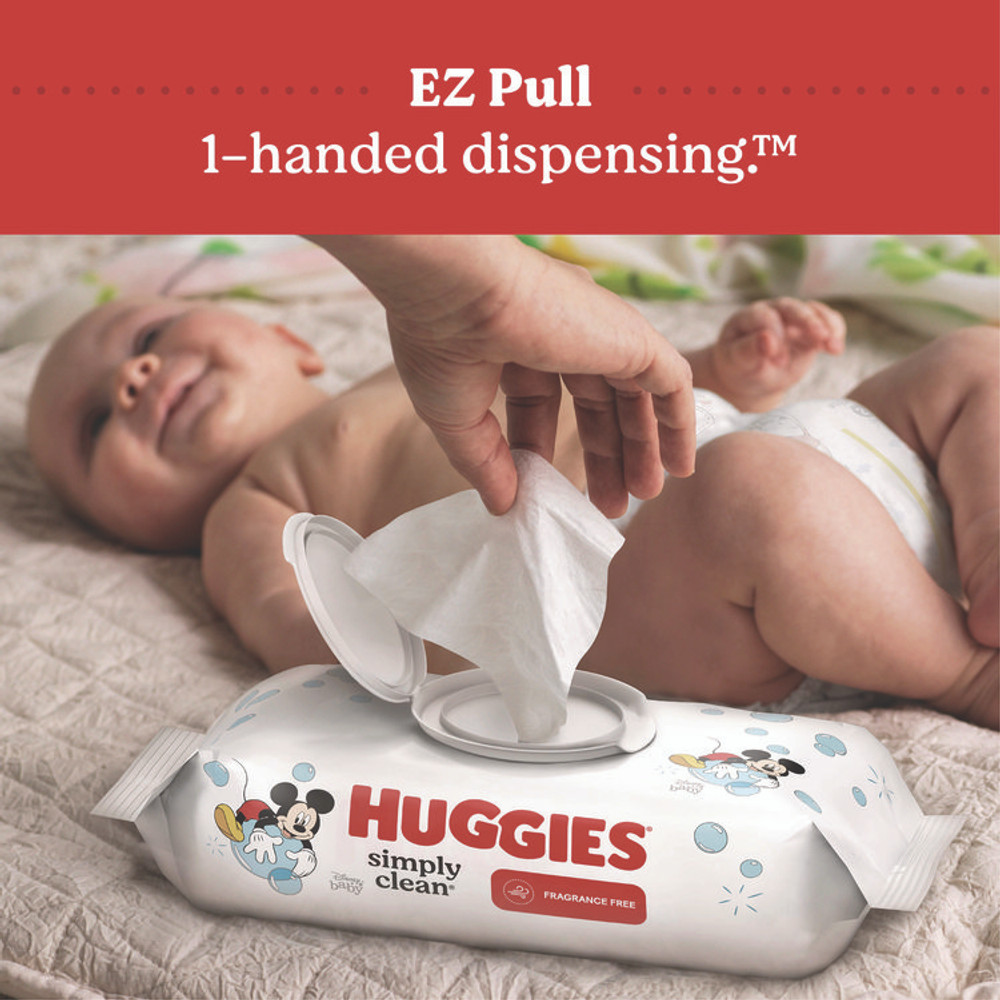 KIMBERLY CLARK Huggies® 53611 Simply Clean Fragrance Free Baby Wipes, 64/Pack, 11 Packs/Carton