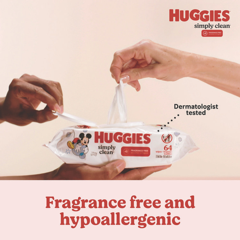 KIMBERLY CLARK Huggies® 53611 Simply Clean Fragrance Free Baby Wipes, 64/Pack, 11 Packs/Carton