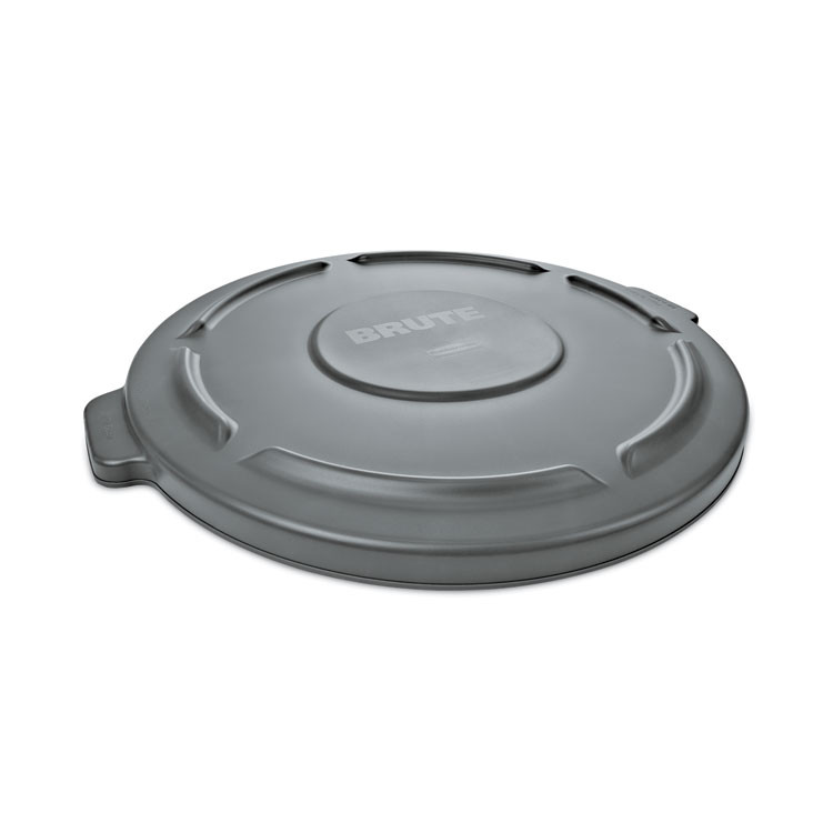 RUBBERMAID COMMERCIAL PROD. 260900GRAYCT BRUTE Self-Draining Flat Top Lids for 10 gal Round BRUTE Container, 15.91" Diameter, Gray, 6/Carton