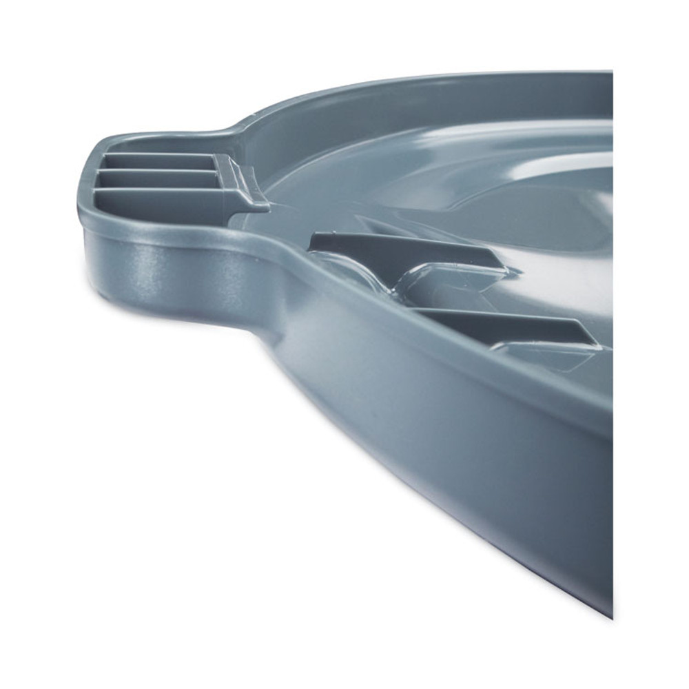 RUBBERMAID COMMERCIAL PROD. 260900GRAYCT BRUTE Self-Draining Flat Top Lids for 10 gal Round BRUTE Container, 15.91" Diameter, Gray, 6/Carton
