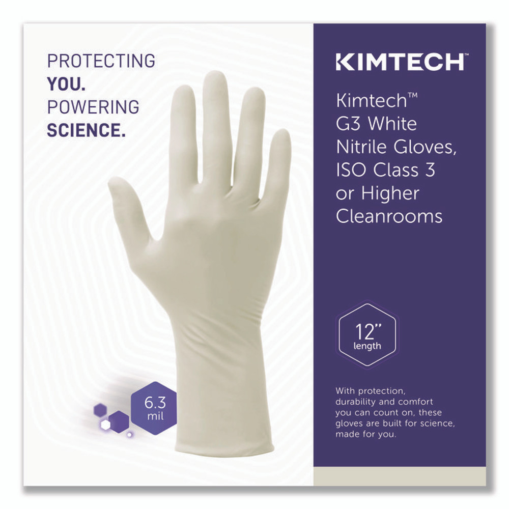 KIMBERLY-CLARK PROFESSIONAL Kimtech™ 56886 G3 White Nitrile Gloves, AQL 1.5, ESD Safe, X-Large, 6.3 mil Thick, 12" Long, White, 1,000/Carton