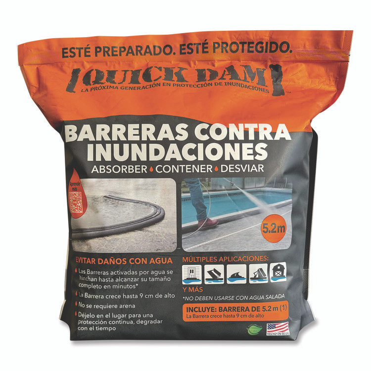 ABSORBENT SPECIALTY PRODUCTS Quick Dam™ QD6171 Flood Barriers, 6" x 17 ft x, 3.5", 1 Barrier
