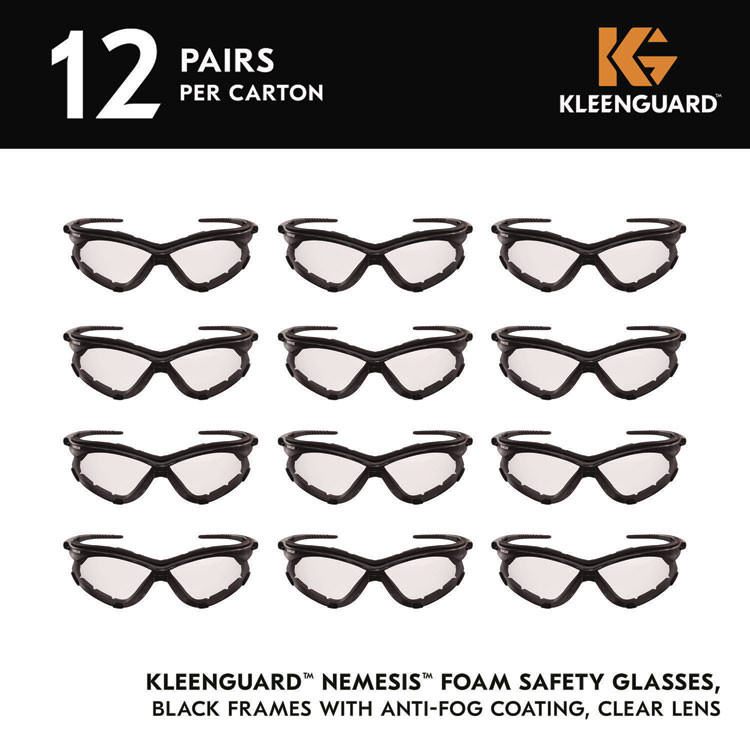 SMITH AND WESSON KleenGuard™ 65335 V30 Nemesi Foam Safety Glasses, Black Nylon Frame, Clear Polycarbonate Lens, 12/Carton