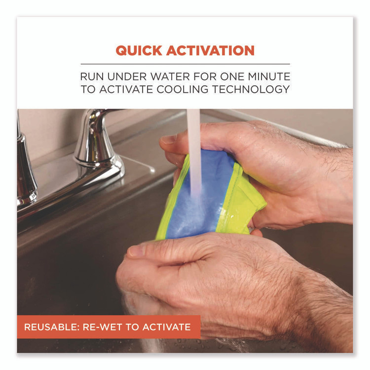 TENACIOUS HOLDINGS, INC. ergodyne® 12566 Chill-Its 6700CT Cooling Bandana PVA Tie Headband, One Size Fits Most, Lime