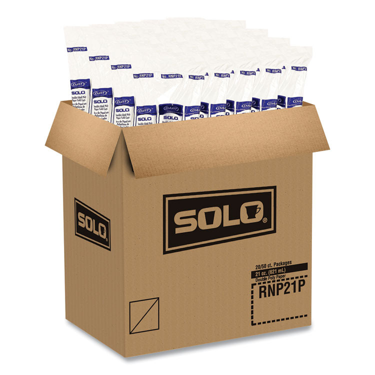 DART SOLO® RNP21P2050 Double-Sided Poly (DSP) Paper Cold Cups, 21 oz, White, 1,000/Carton