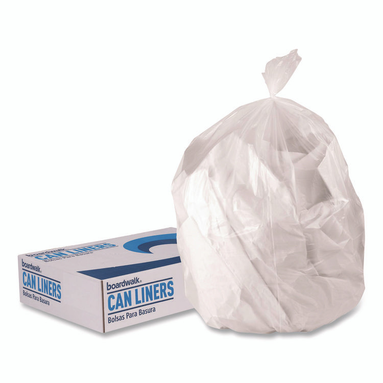 BOARDWALK 404609CL Low-Density Waste Can Liners, 45 gal, 0.9 mil, 40 x 46, Clear, Perforated Roll, 100/Carton