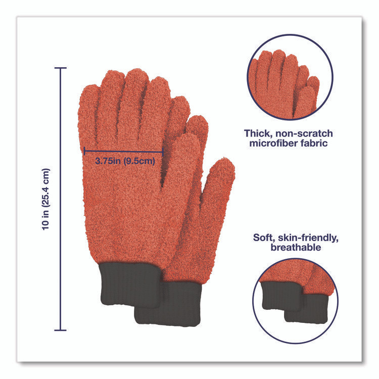 CHAGRINOVATIONS TidyUps TU68027 Microfiber Dusting Gloves, Coral with Black Cuffs, 4 Gloves