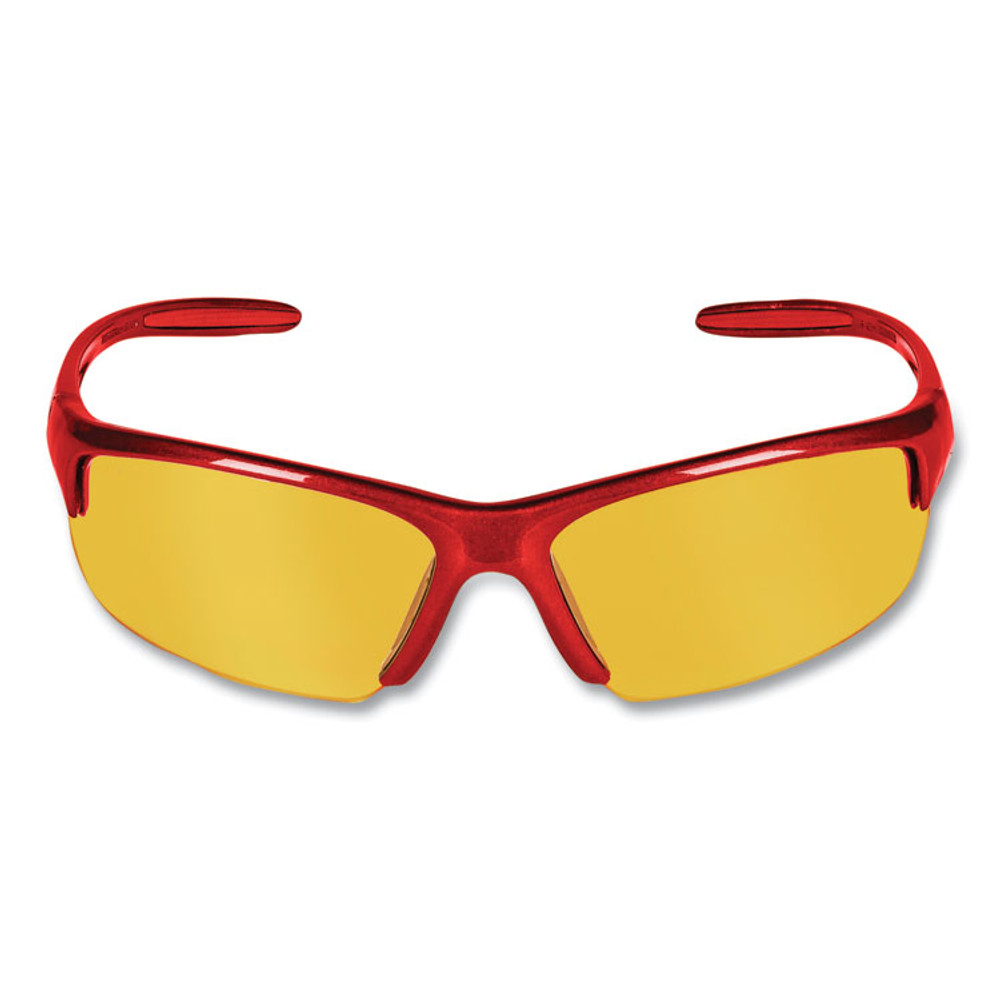 SMITH AND WESSON KleenGuard™ 21299 Equalizer Safety Glasses, Red Frames, Amber/Yellow Lens, 12/Box
