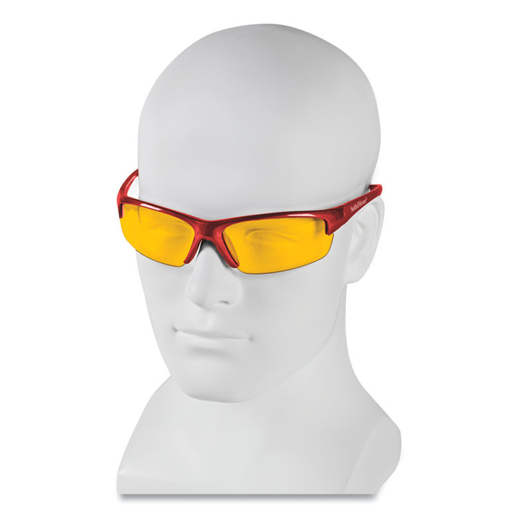 SMITH AND WESSON KleenGuard™ 21299 Equalizer Safety Glasses, Red Frames, Amber/Yellow Lens, 12/Box