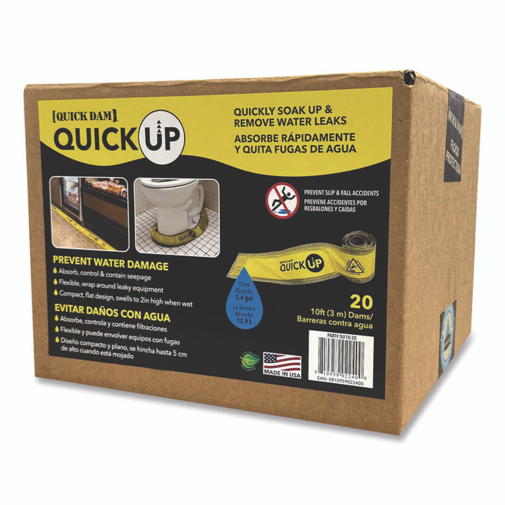 ABSORBENT SPECIALTY PRODUCTS Quick Dam QU1020 Quick Ups, 4 " x 10 ft x 2", 20/Box