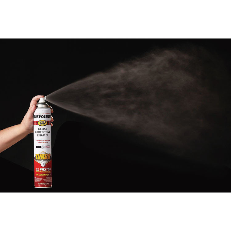RUST-OLEUM CORPORATION 334128 Stops Rust Turbo Spray, Gloss Black, 24 oz Aerosol Can, 6/Carton