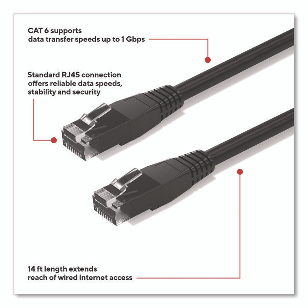 STAPLES BRANDS GROUP TECH ST62456 CAT6 Ethernet Cable, 14 ft, Black