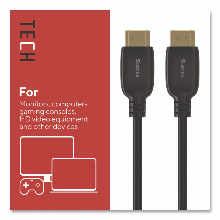 STAPLES BRANDS GROUP TECH ST62468 HDMI to HDMI Audio/Video Cable, 4 ft, Black