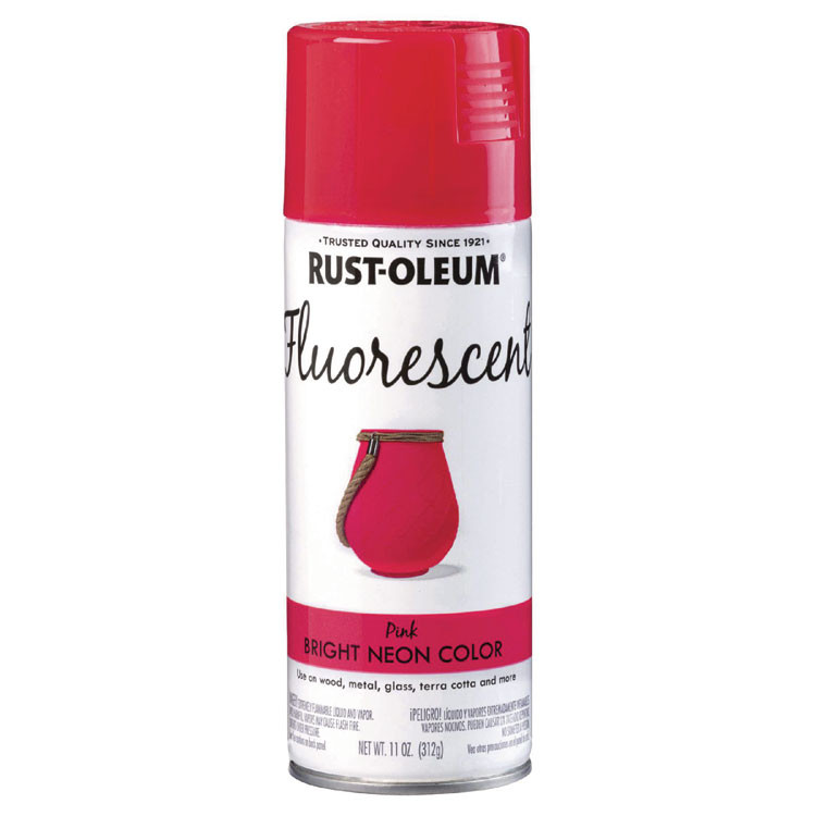 RUST-OLEUM CORPORATION 342569 Specialty Fluorescent Spray Paint, Flat Fluorescent Pink, 11 oz Aerosol Can, 6/Carton