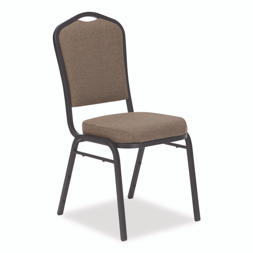 NATIONAL PUBLIC SEATING NPS® 9378BT2 9300 Series Deluxe Upholstered Stack Chair, Fabric, Supports 500 lb, 19" Seat Ht, Natural Taupe Seat/Back, Black Base, 2/Pack